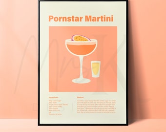 Pornostar Martini-Druck, digitaler Download zum ausdrucken, Bar-Druck, Cocktail-Druck