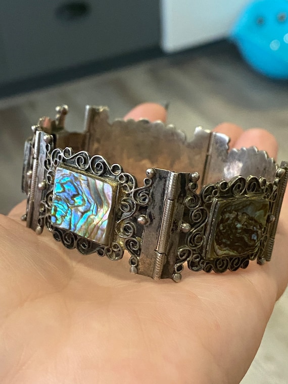 Sterling Silver Mexico Abalone Bracelet