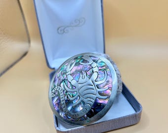 Vintage Sterling Silver Scorpion Abalone Brooch Pendant, Mexican Jewelry