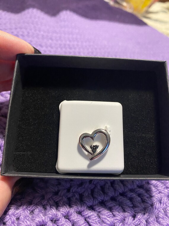 Sterling Silver Black Diamond Heart Pendant - image 3