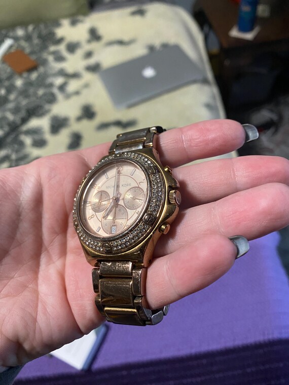 MK Michael Kors Rose Gold Crystal Chronograph Women