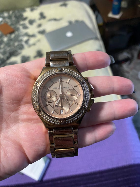 MK Michael Kors Rose Gold Crystal Chronograph Women display picture 1