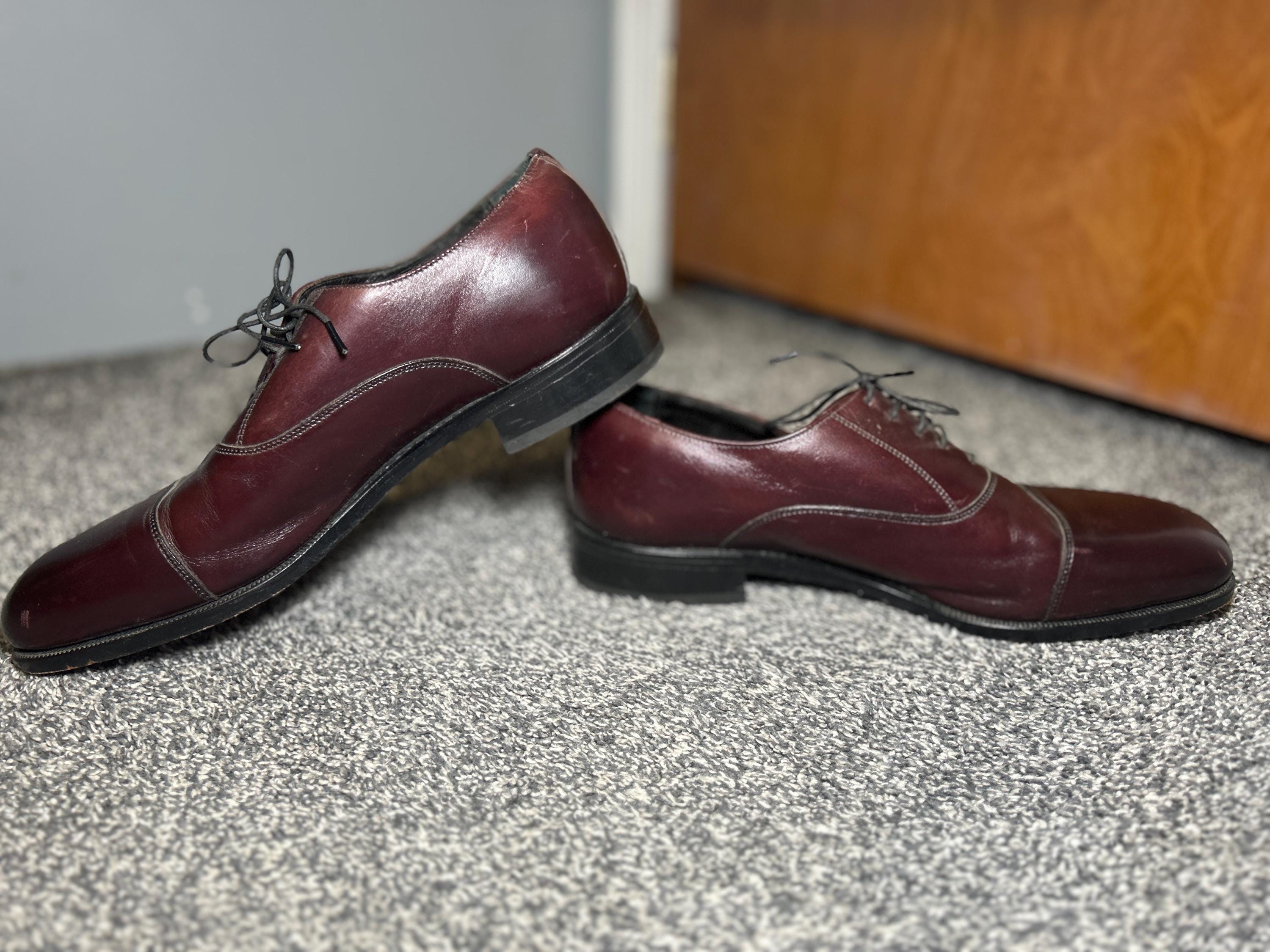 Florsheim Leather Oxford Cap Toe Dress Shoe Lace Up Wine Burgundy Formal Mens 9 Florsheim Mens Cap Toe Oxford Dress Shoes Burgundy Leather  main image 2