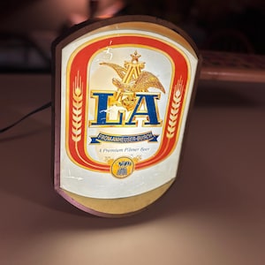 1984 LA Beer Anheuser Busch Podświetlany Znak, Dekoracja Jaskini Mężczyzny W Stylu Vintage, Dekoracja Baru Lata 80.