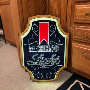 1988 Michelob Light Lighted Beer Sign 25x19 Duża reklama piwa w stylu vintage, dekoracja garażu w jaskini człowieka