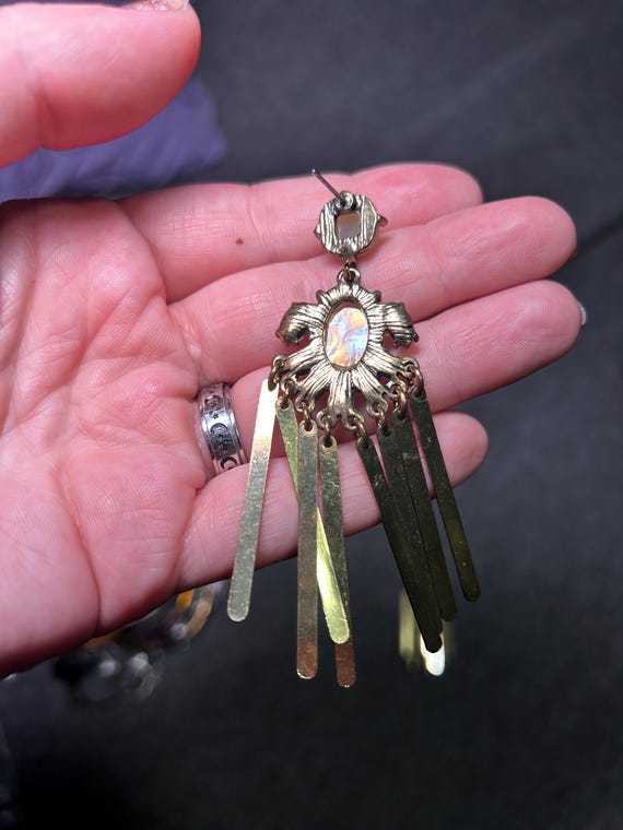 Extra Long Gemstone Statement Dangle Earrings, Ma… - image 5