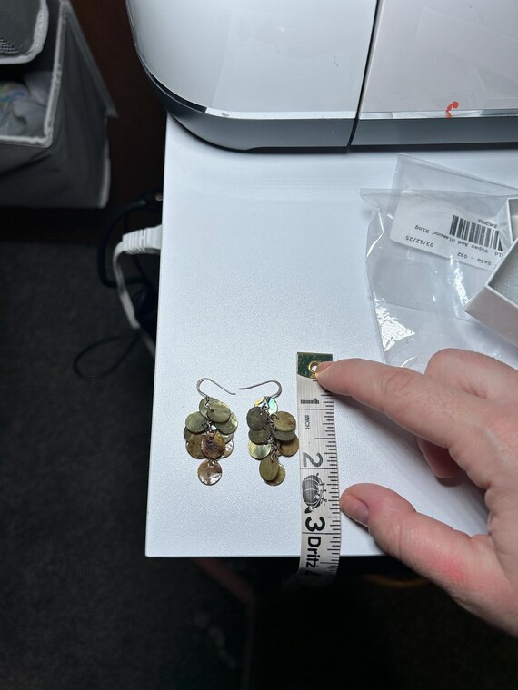 Sterling Silver Abalone Sliced Shell Dangle Earri… - image 7