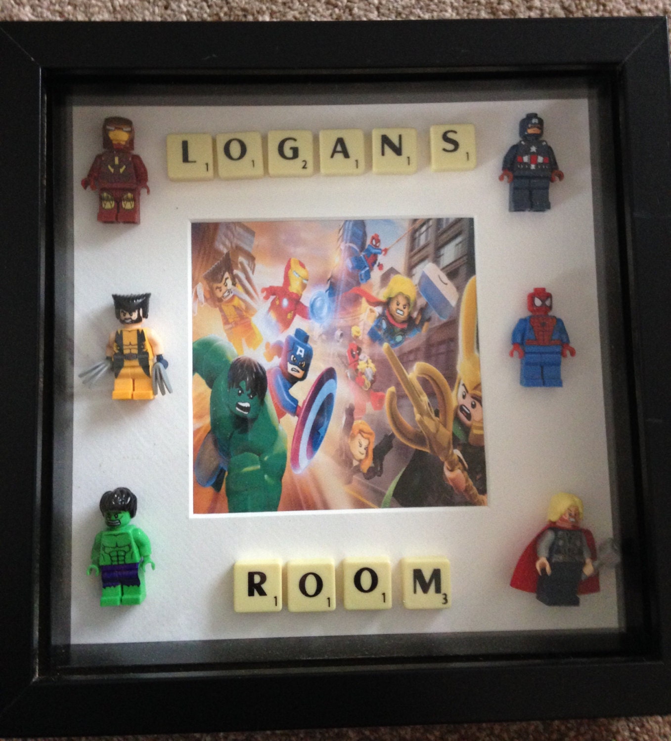 Personalised Lego Marvel Picture Frame Gift Superhero Fans Room