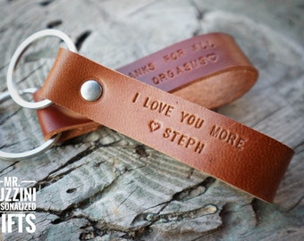 Personalized Couple Leather Key Fob Leather Keychain Gift for Him Personalized Gift Husband Anniversary Keychain Custom name Keychain dad