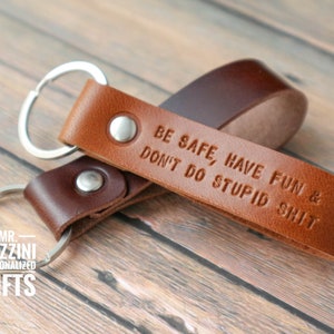 Personalized leather keychain hand stamped Initial key fob leather personalized gifts key chain for him leather keychain anniversary wedding image 9