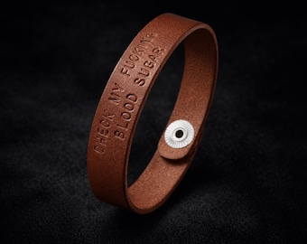 Diabetes Bracelet Medical Alert Leather Bracelet Diabetic Awareness Gift Check My Blood Sugar Diabetes Support Jewelry Gifts for Diabetics