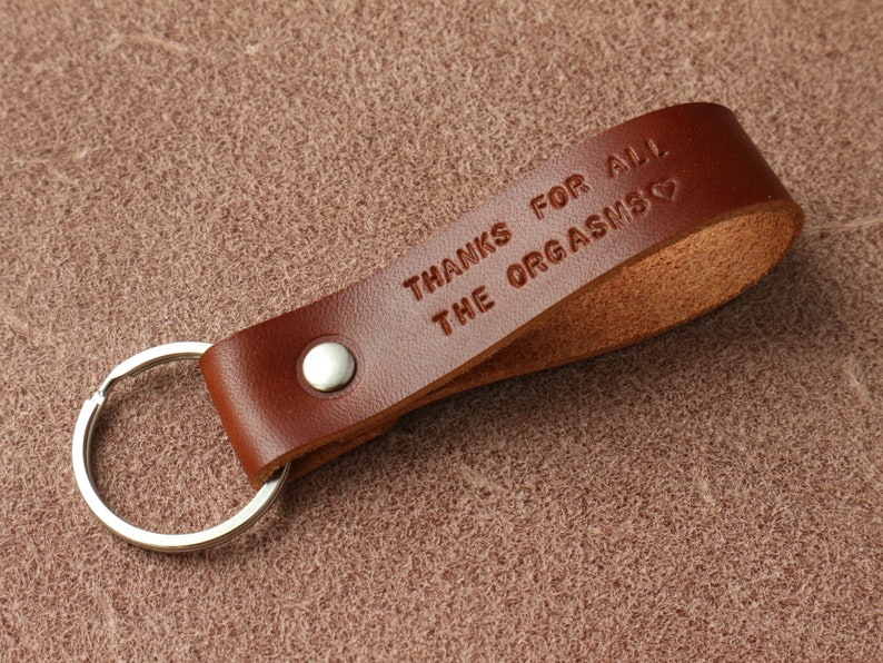 Personalized leather keychain hand stamped Initial key fob leather personalized gifts key chain for him leather keychain anniversary wedding image 5