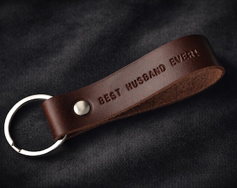 Custom Leather Keychain Personalized, hand stamped Initial Keychain, Leather Personalized, Gifts for him, Leather Anniversary gifts