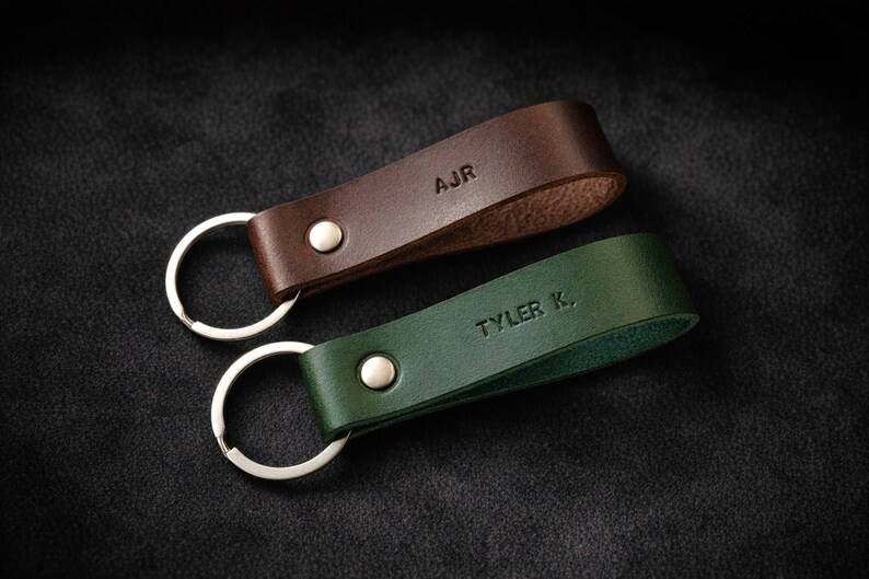 Personalized Couple Leather Key Fob Leather Keychain Gift for Him ...