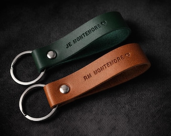 Personalized Leather Keychain - Custom Leather Accessories For Women And Men Leather Key Fob - Always Come Home Keyring - Couple Gift Idea