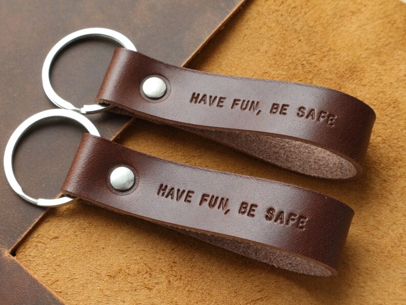 Personalized Leather Keychain Custom Leather Keychain Monogrammed Leather personalized Keychain Coordinates key fob leather Stamped Keychain image 5