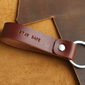 Personalized Leather Keychain Custom Leather Keychain Monogrammed Leather personalized Keychain Coordinates key fob leather Stamped Keychain image 2