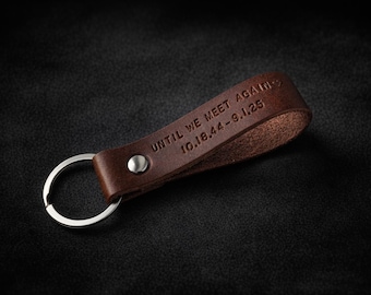 Memorial Leather Keychain Personalized Hand Stamped Keepsake of Love and Remembrance Gift Loss of Dad Mom Grandma Grandpa Keyring in Memory
