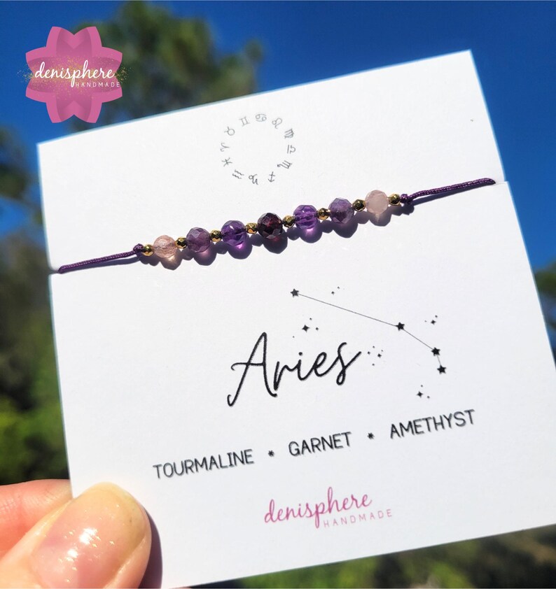 ARIES - ZODIAC Sign Collection, Amethyst, Garnet, Pink Tourmaline ...