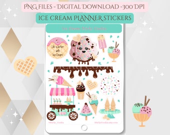 Ice Cream Planner Stickers: Printable Clipart PNG (Digital Download)