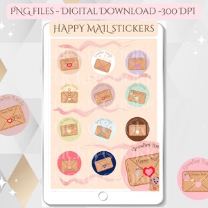 Happy Mail Stickers: Small Business Packaging Labels (PNG Digital Download)