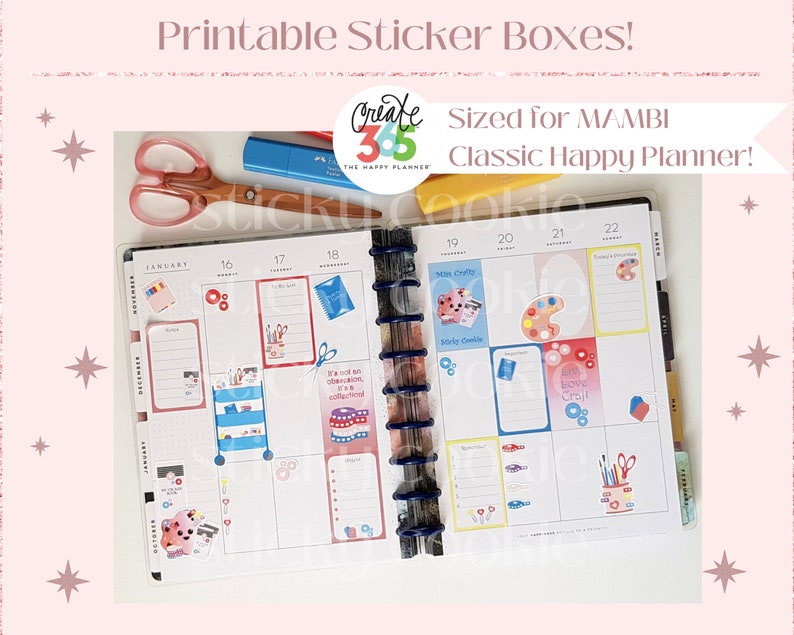 Printable Classic Happy Planner Sticker Boxes Miss Crafty Etsy