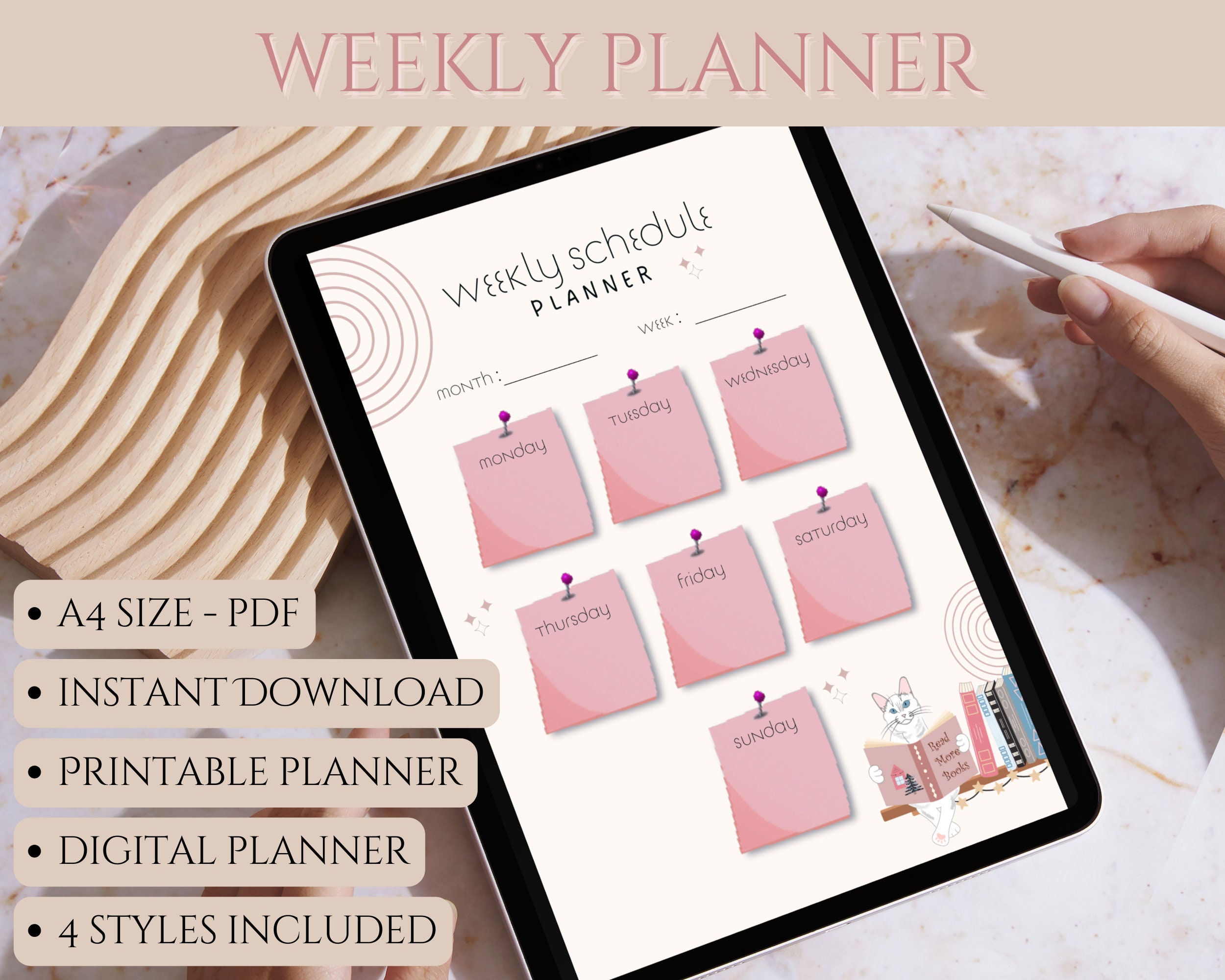 Undated Weekly Planner: Printable Schedule, A4 PDF (digital Download ...
