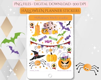 Cute Halloween Planner Stickers, Printable PNG (Digital Download)