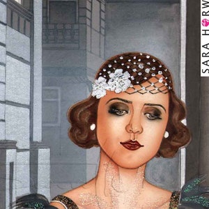 Fine Art print Babylon Berlin 20er classic car RollsRoyce Burlesque fine art print highest finest Illustration painting by Sara Horwath _123 image 4