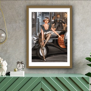 Fine Art print Babylon Berlin 20er classic car RollsRoyce Burlesque fine art print highest finest Illustration painting by Sara Horwath _123 image 5