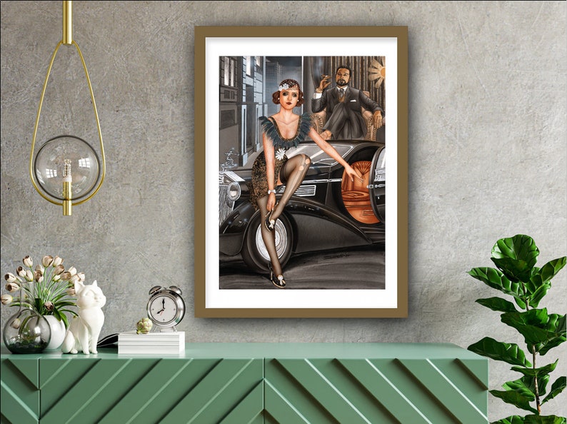 Fine Art print Babylon Berlin 20er classic car RollsRoyce Burlesque fine art print highest finest Illustration painting by Sara Horwath _123 image 5