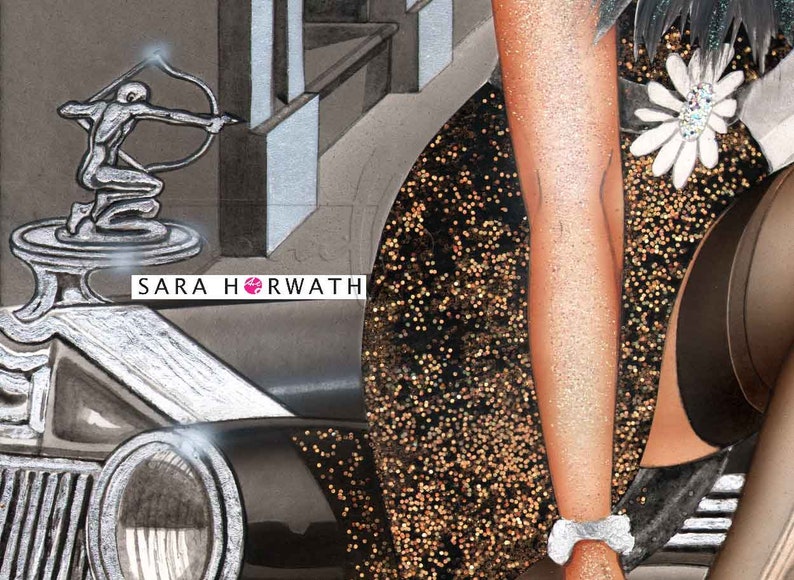 Fine Art print Babylon Berlin 20er classic car RollsRoyce Burlesque fine art print highest finest Illustration painting by Sara Horwath _123 image 3