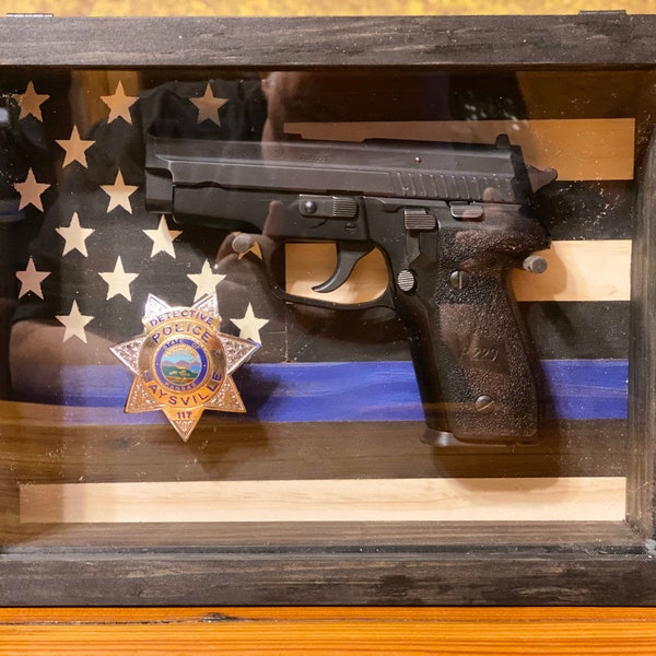 Thin Blue Line Shadow Box Display