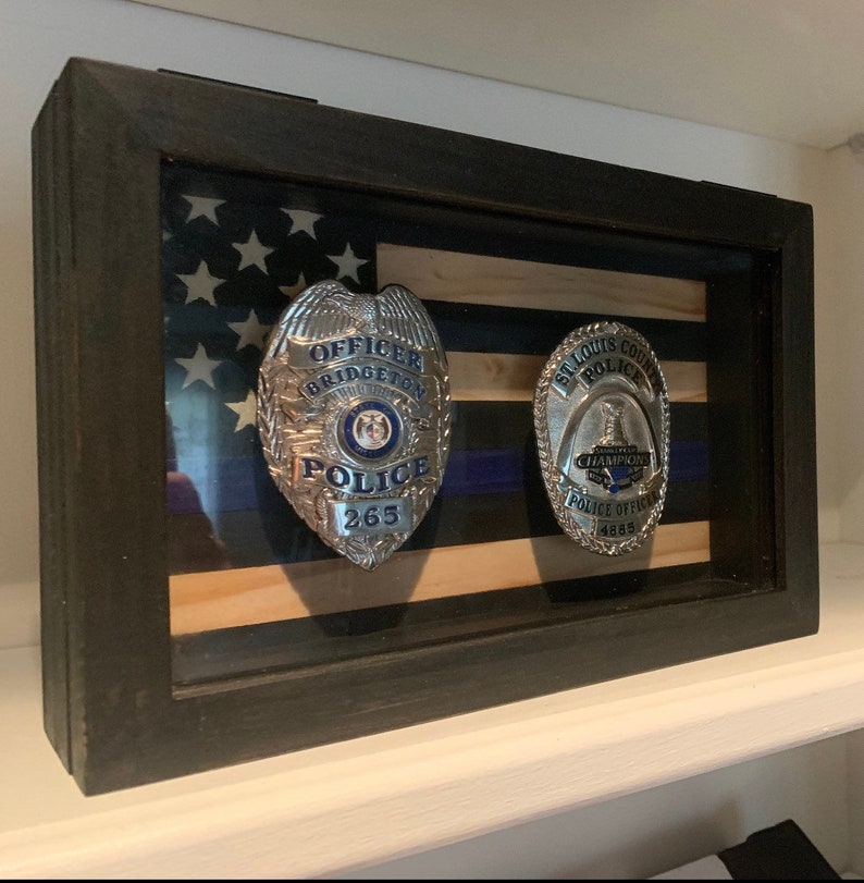 Thin Blue Line Two Badge Display | Etsy