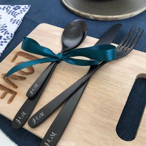 Personalized 8-piece kitchen dining TILLAGD cutlery set with name initial for dinner parties, wedding, housewarming and birthday gifts