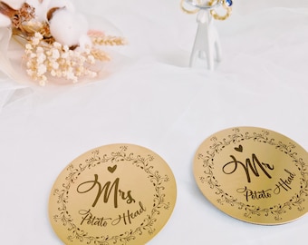 Personalized Laser Engraved Brass Coaster for Weddings and Couples (with name and message engraving)