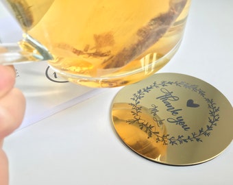 Personalized Ikea Brass Coaster for Home with message and name engraving for Teacher's Day