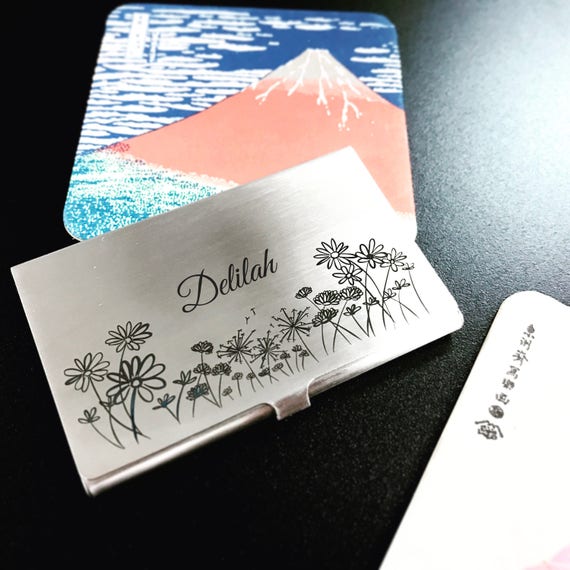 Love And Quotes Custom Engraved Business Card Holder Case Etsy