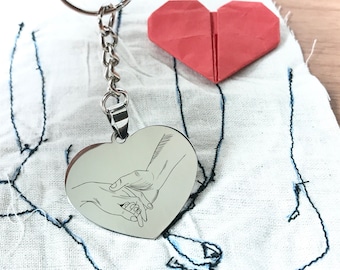 Hands Holding Forever Heart Shape Charm Keychain for Valentines day,Anniversaries