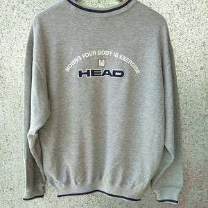 Vintage HEAD Crew neck Sweatshirt Jumper Casual Designer Brand Grey Big Logo image 1