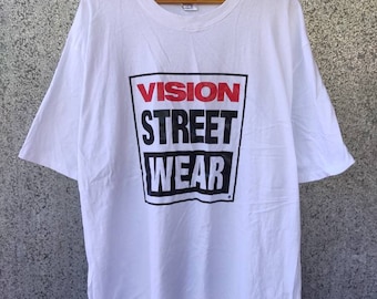 Vintage Vision Street wear t shirt spell out tee white t shirt