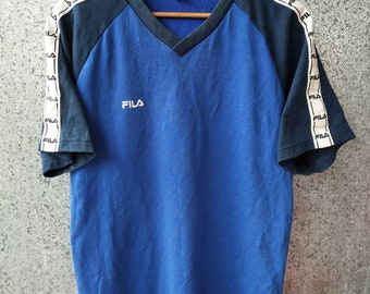 ヴィンテージ 90年代 ヴィンテージ FILA Tシャツ サイドテープ Vネック