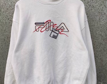 Vintage 90s Vintage Fila sudadera gran logotipo fila deletrear jumper
