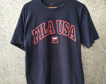 Vintage FILA USA tshirt / Fila Usa Big Logo tee / Fila Spell Out shirt roundneck