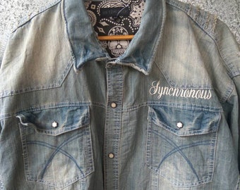Japanese Brand In The Attic shirt Button Up Chambray skull design oversized seditionaries denim