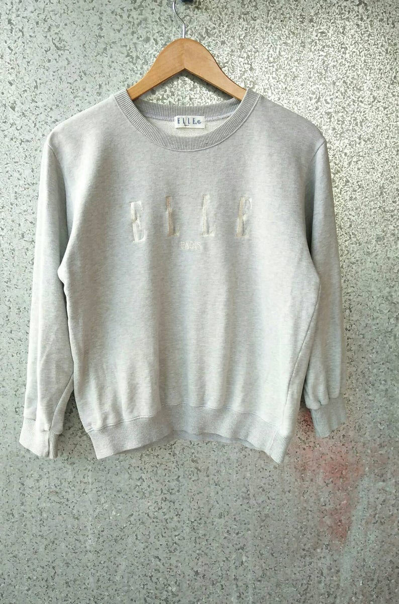 ELLE PARIS sweatshirt big logo spell out embroidery / ELLE crewneck / Elle jumper image 1