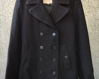 Vintage 80s Pea Coat Mill spec wool coat jacket Double breast