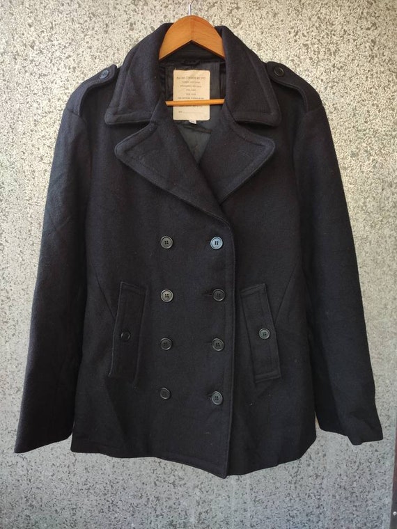 ジャケット・アウター 80's Vintage 6B Double Breasted Coat Vintage 80s Pea Coat Mill Spec Wool Coat Jacket Double Breast
