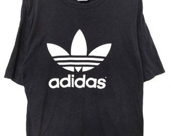 Vintage 80s 90s Vintage Adidas t shirt big logo made in Usa