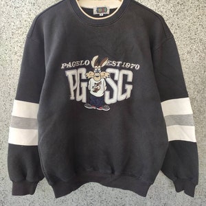 Vintage Pagelo sudadera grandes dibujos animados bordado jumper